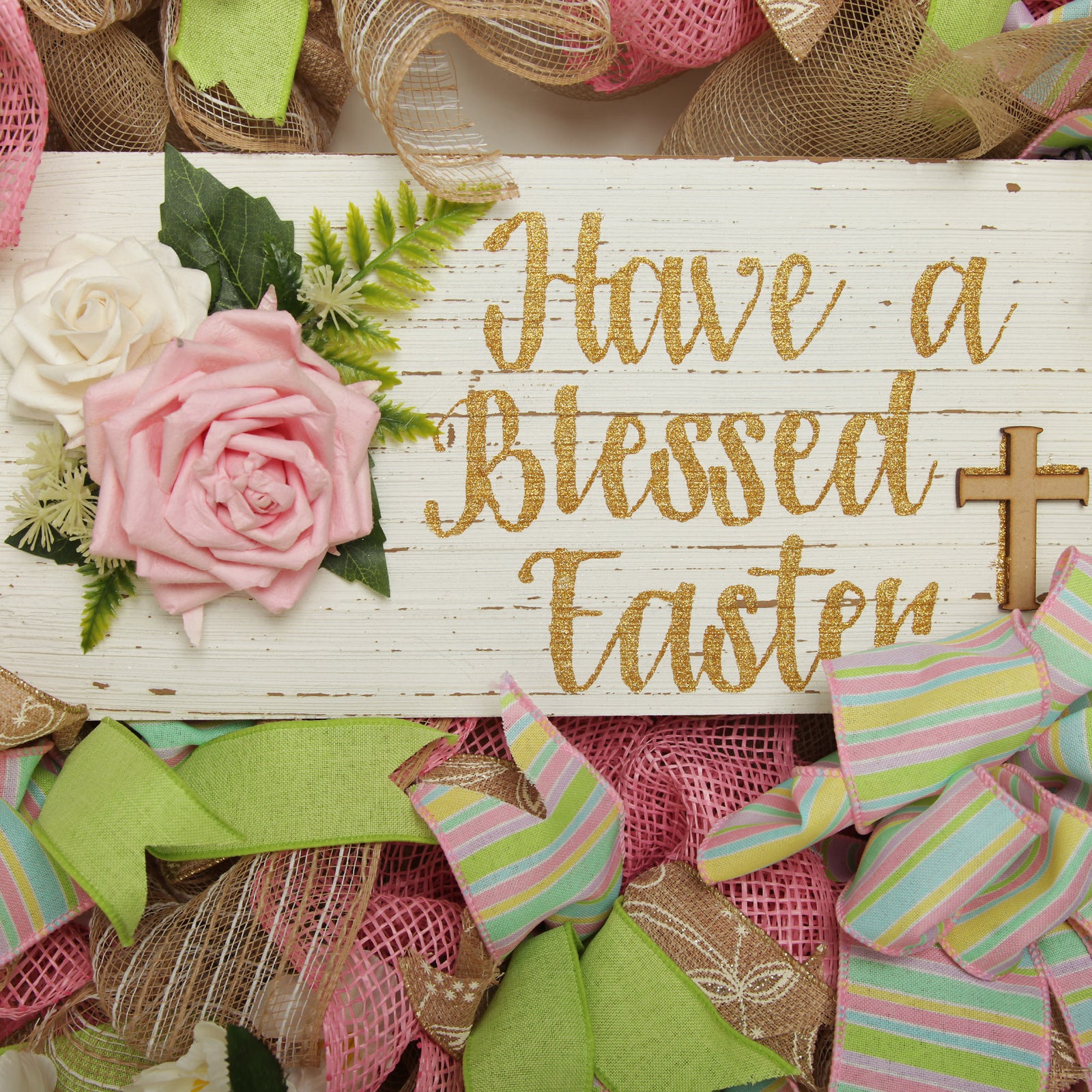 Pretty and Pink Blessed Easter Wreath