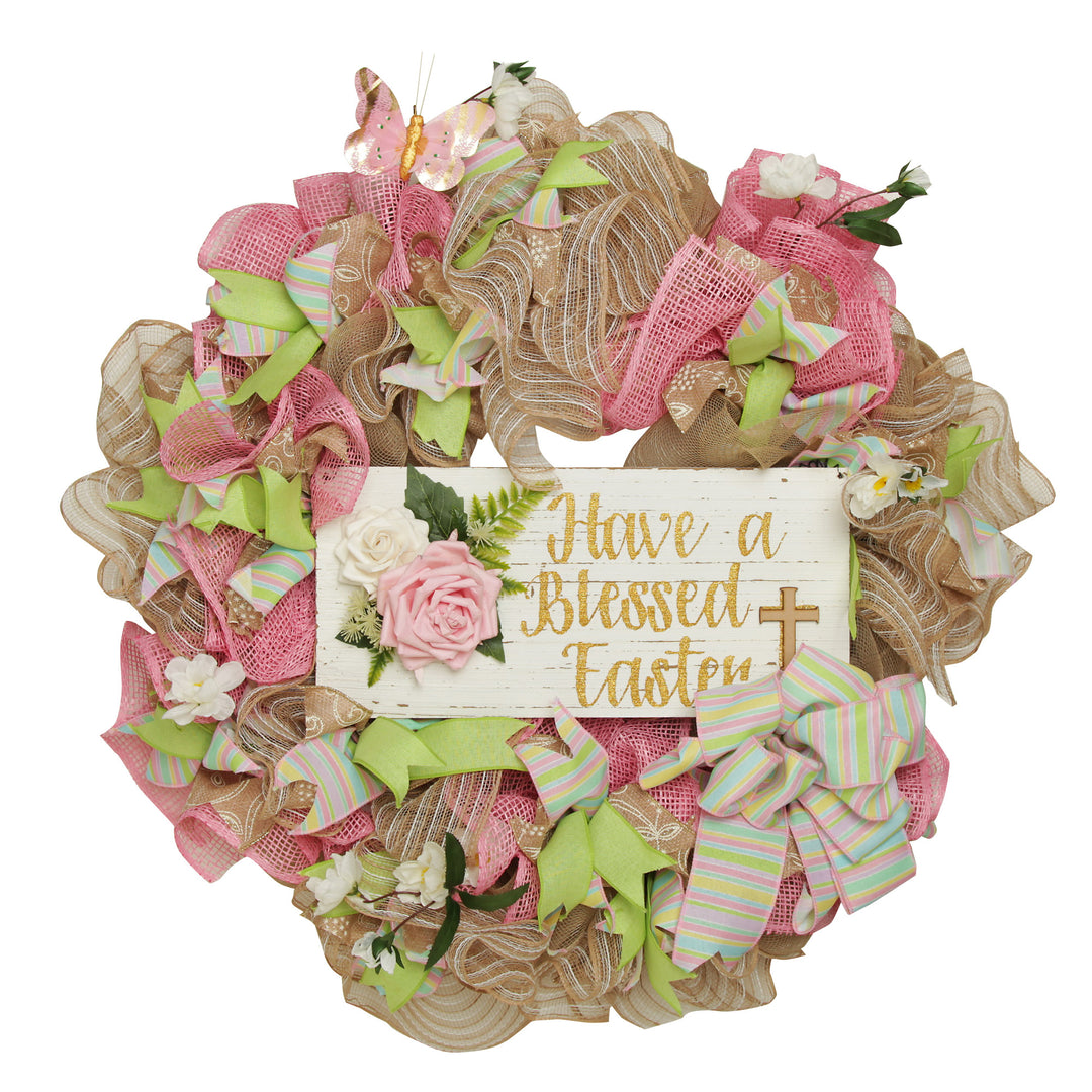Pretty and Pink Blessed Easter Wreath