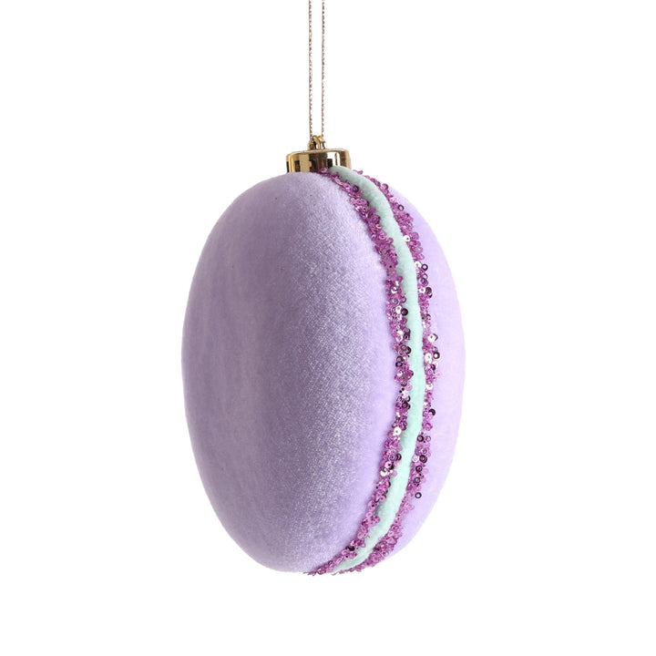 Purple Velour Macaron Hanging Christmas Tree Decoration