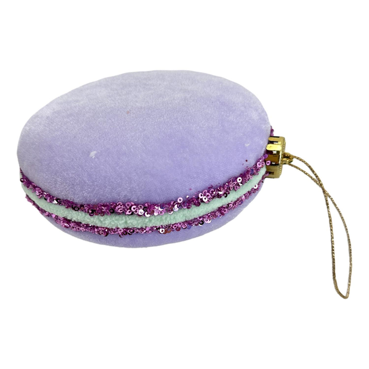 Purple Velour Macaron Hanging Christmas Tree Decoration