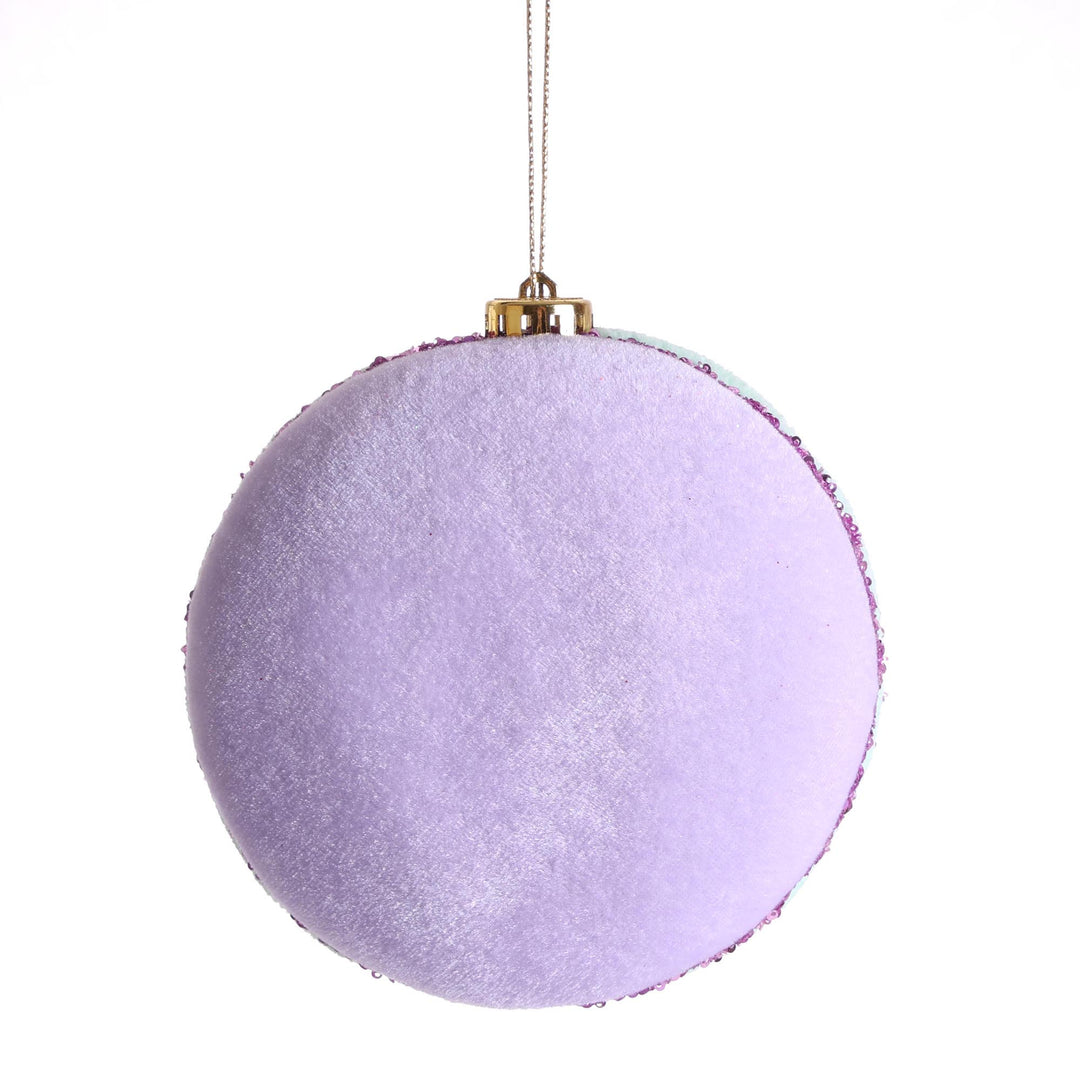 Purple Velour Macaron Hanging Christmas Tree Decoration