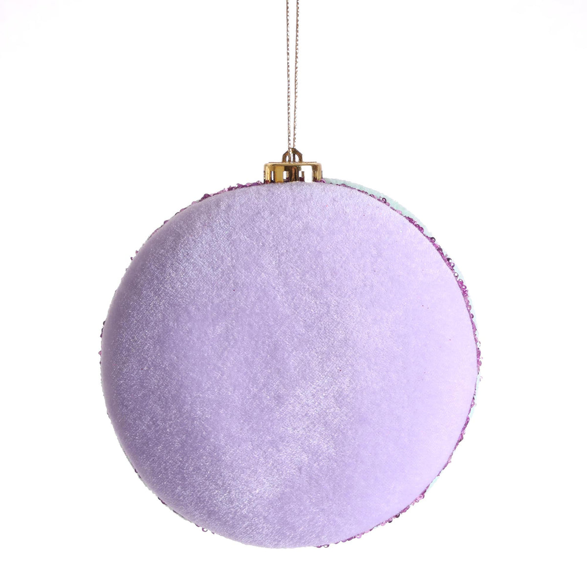 Purple Velour Macaron Hanging Christmas Tree Decoration