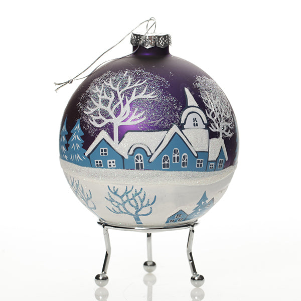 Blue Winter Church Christmas Bauble Whole product
