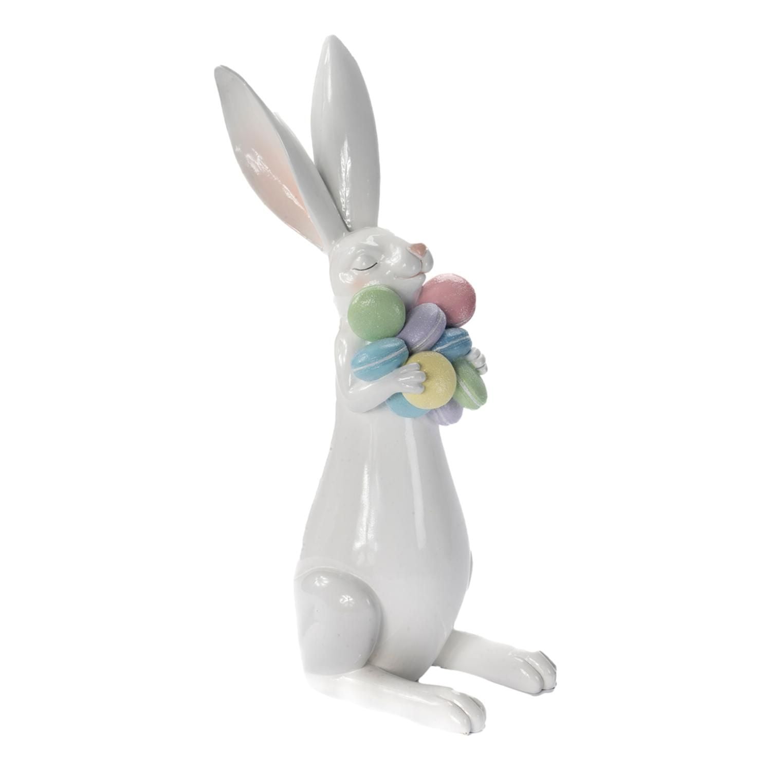White Easter Bunny with Macarons Ornament 
