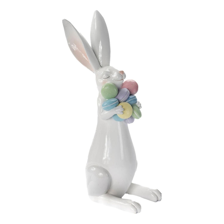 White Easter Bunny with Macarons Ornament 