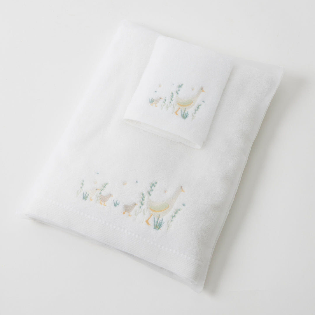 Personalised Paddling Ducks Bath Towel &amp; Face Washer in Organza Bag