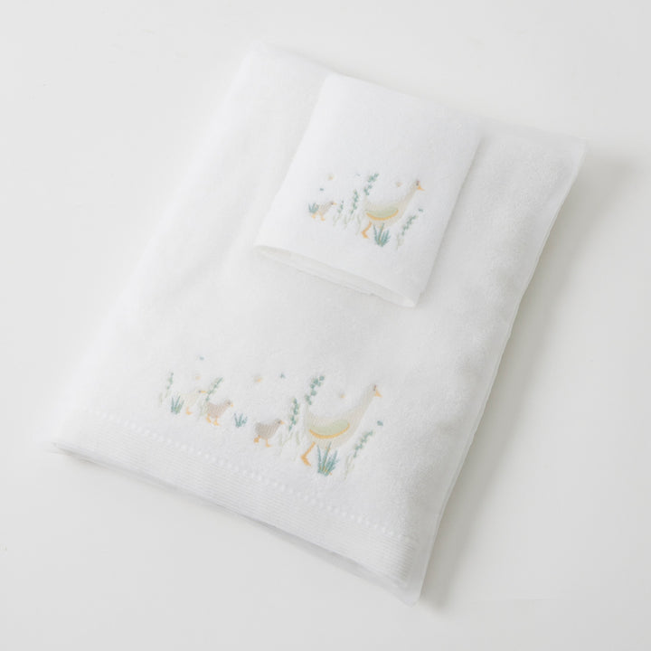 Personalised Paddling Ducks Bath Towel &amp; Face Washer in Organza Bag
