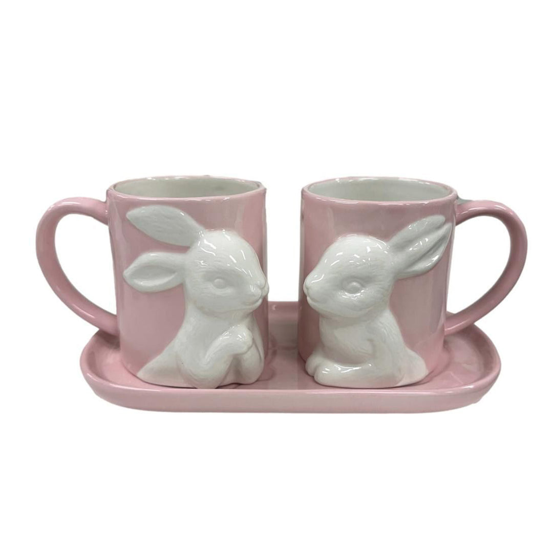Easter Bunny Ceramic Mug Set of 2 - Jasper Pink