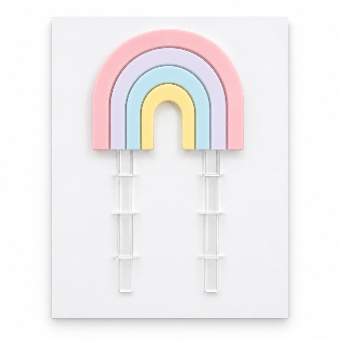 Rainbow Acrylic Cut Double Layer Cake Topper