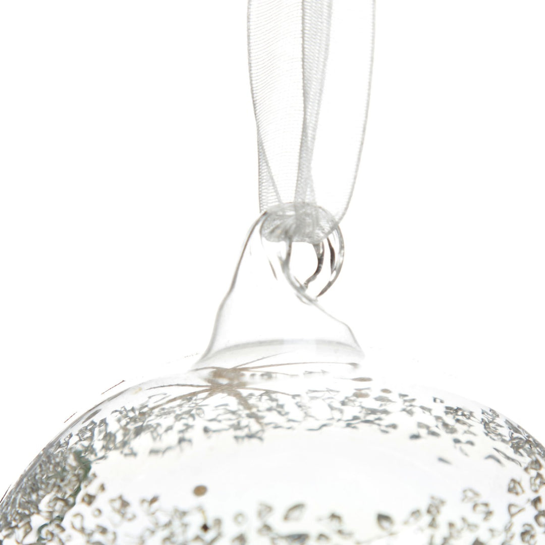 Rainbow Glass Personalised Christmas Bauble Ribbon Hanging Detail