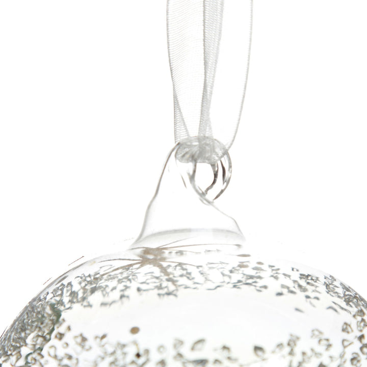 Rainbow Glass Personalised Christmas Bauble Ribbon Hanging Detail