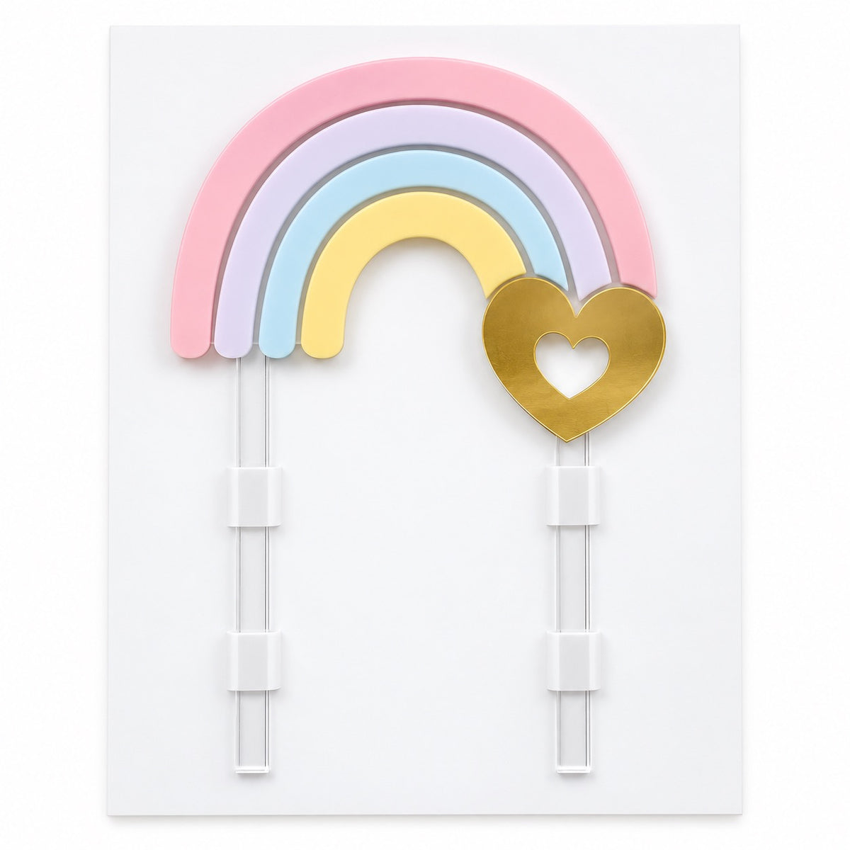Rainbow with Heart Acrylic Cut Double Layer Cake Topper