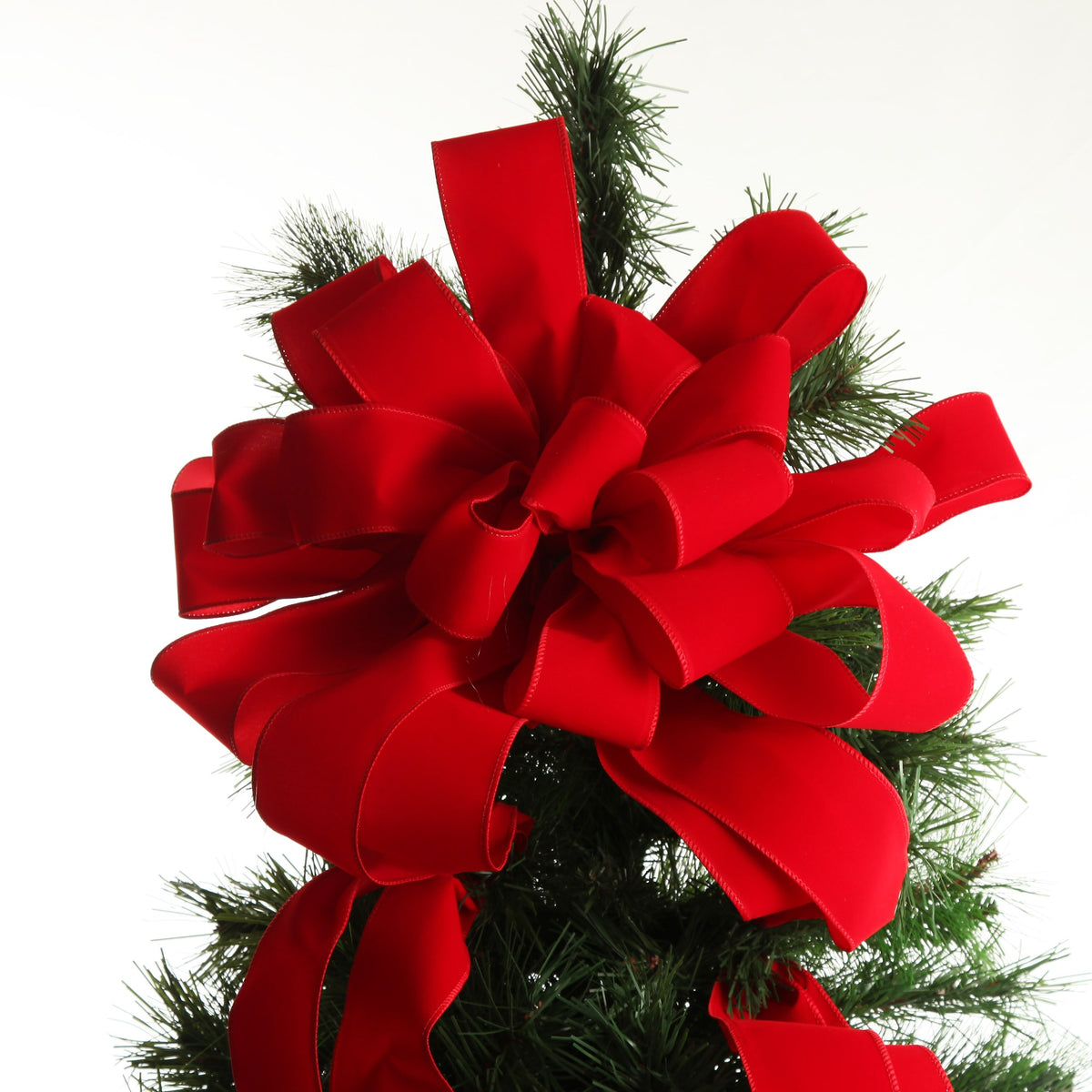 Red Velvet Deluxe Tree Topper Bow with Streamers