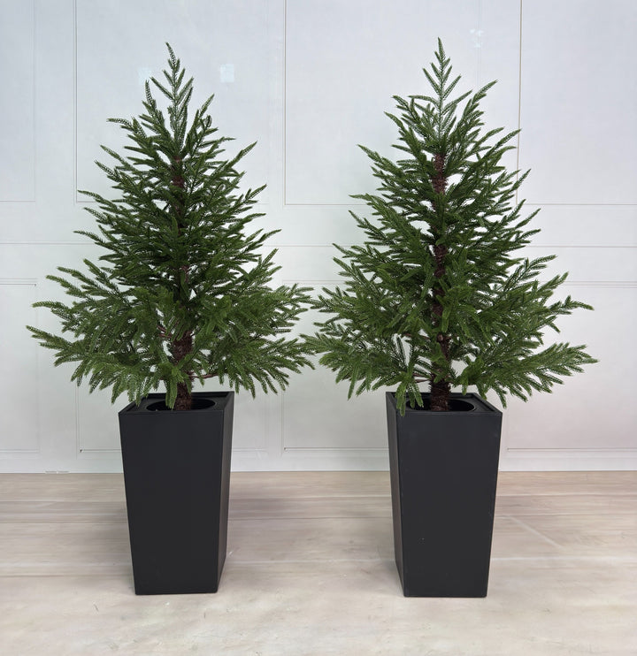 Real Touch Green Norfolk Tree in Black Pot - 118cm