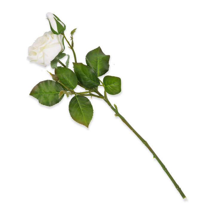 Real Touch White Short Stemmed Rose Spray