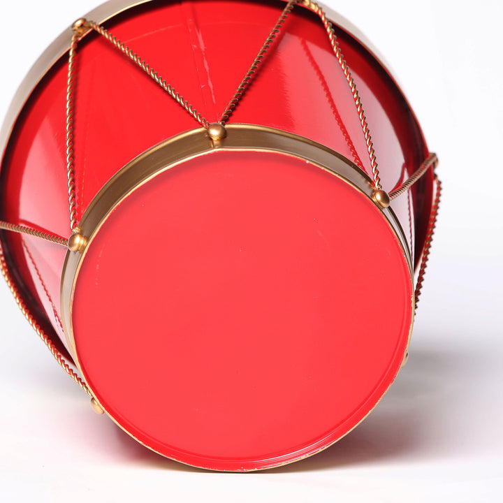 Red and Gold Christmas Drum Planter Pot