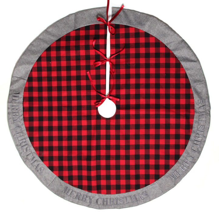Red and Black Buffalo Check Christmas Tree Skirt