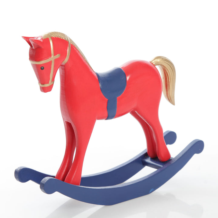 Red and Blue Rocking Horse Christmas Ornament