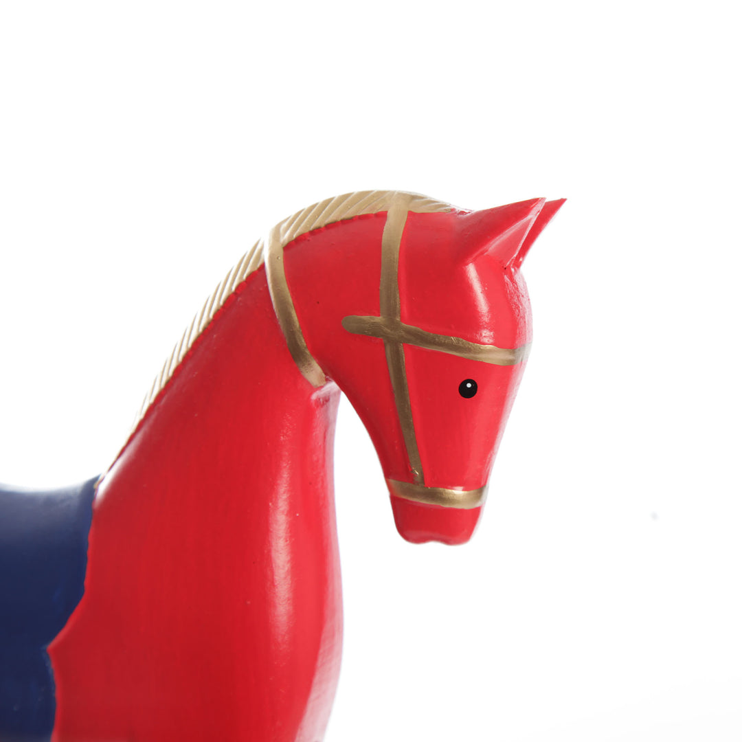 Red and Blue Rocking Horse Christmas Ornament