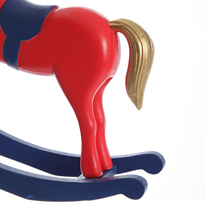 Red and Blue Rocking Horse Christmas Ornament