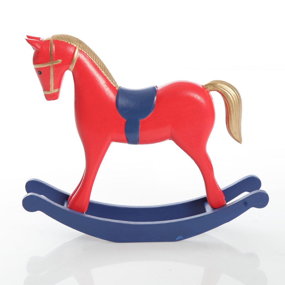 Red and Blue Rocking Horse Christmas Ornament