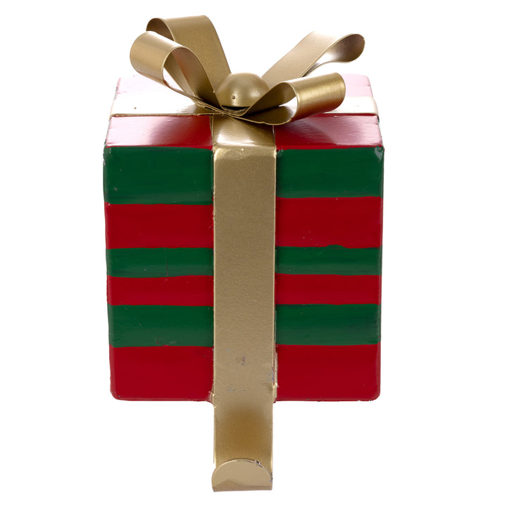 Red and Green Stripe Gift Box Christmas Stocking Hanger