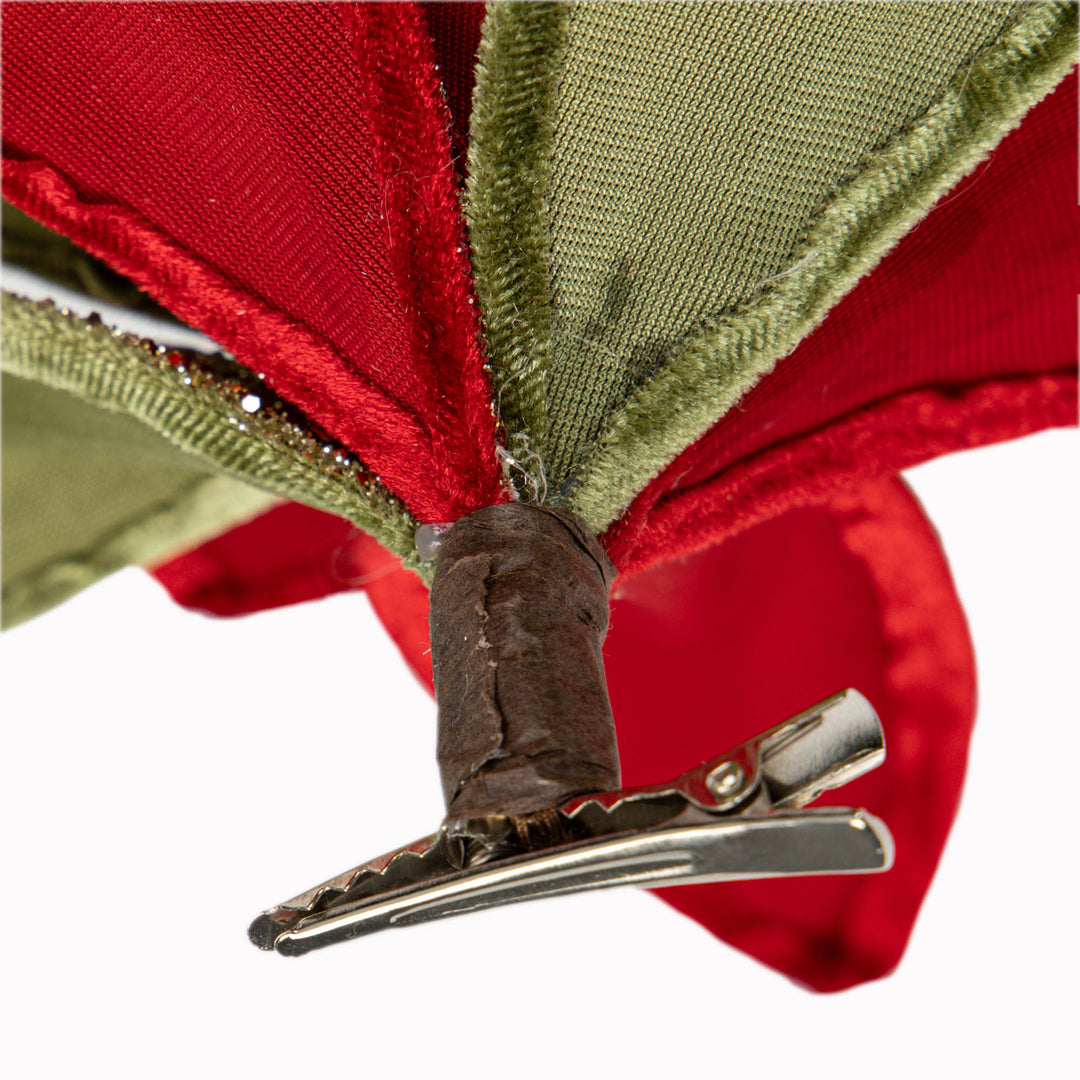 Red and Green Velvet Flower Pick 21cm
