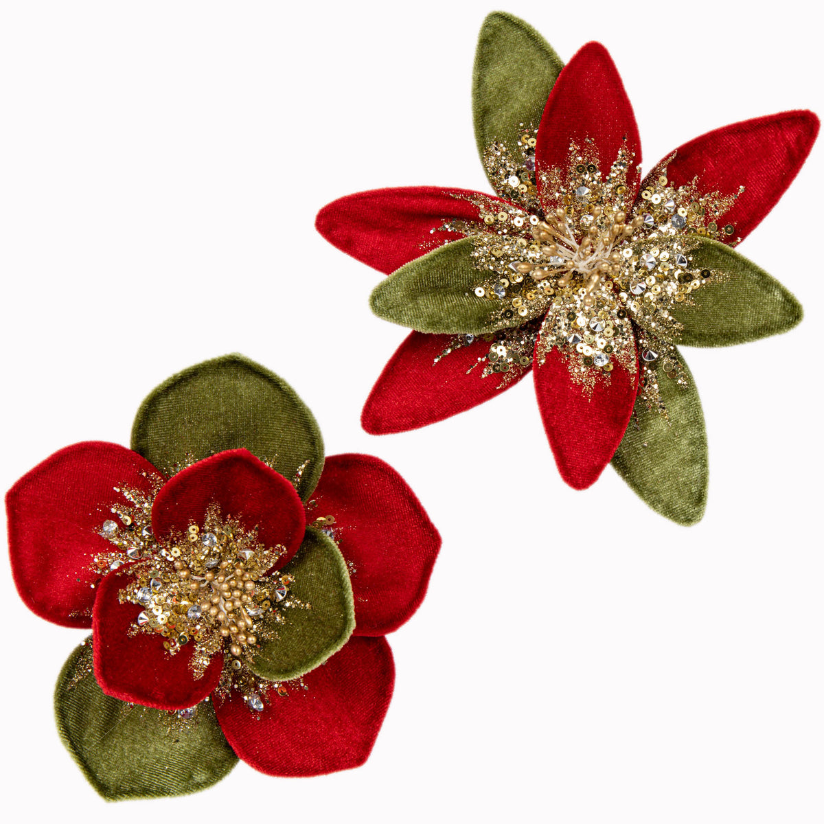 Red and Green Velvet Magnolia Pick