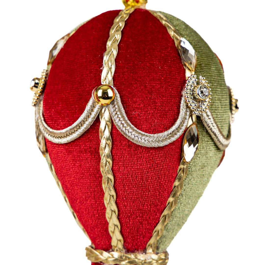 Red and Green Velvet Ornaments - Set of 3