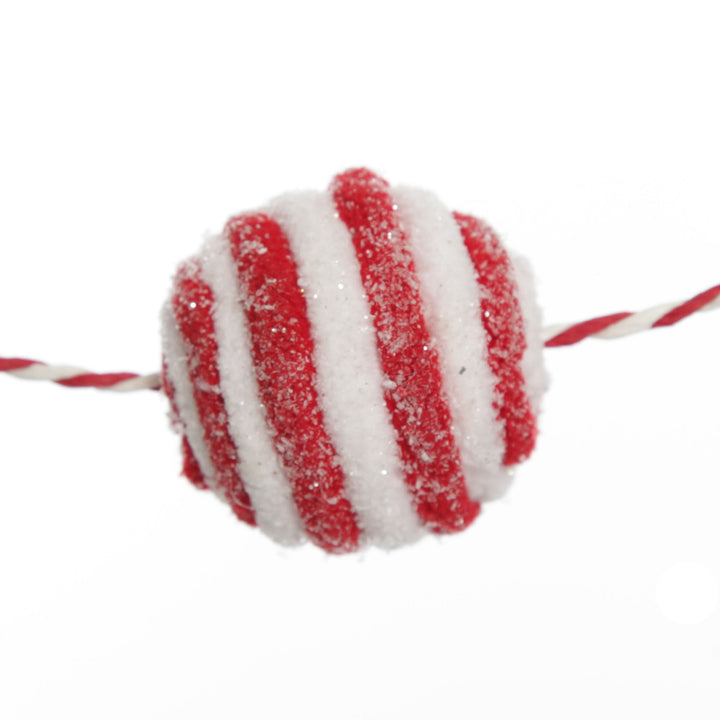 Red and White Candy Cane Stripe Ball Garland