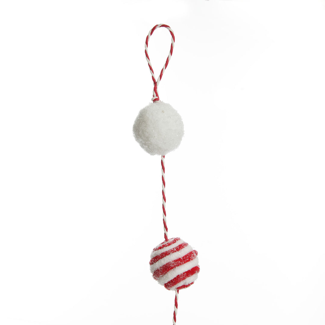 Red and White Candy Cane Stripe Ball Garland