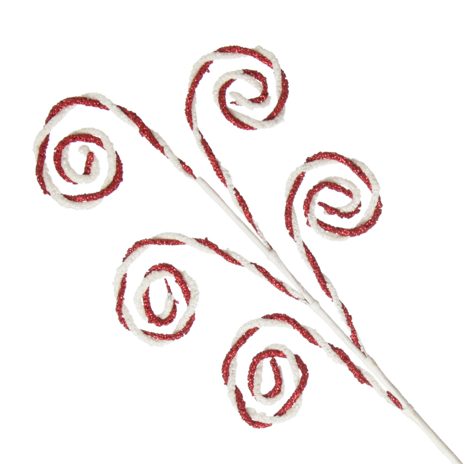 Red and White Chenille Stick Candy Cane Christmas Pick