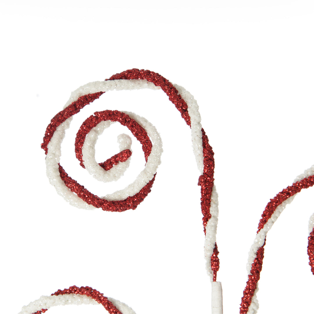 Red and White Chenille Stick Candy Cane Christmas Pick