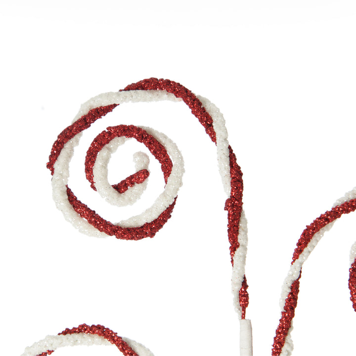 Red and White Chenille Stick Candy Cane Christmas Pick