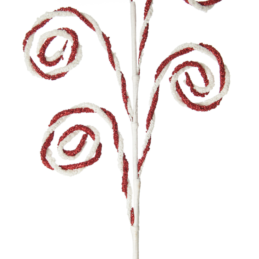 Red and White Chenille Stick Candy Cane Christmas Pick