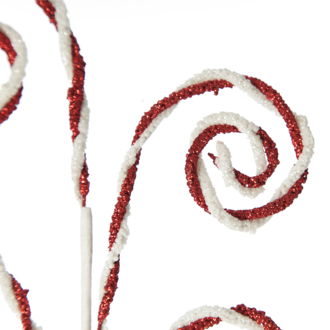 Red and White Chenille Stick Candy Cane Christmas Pick