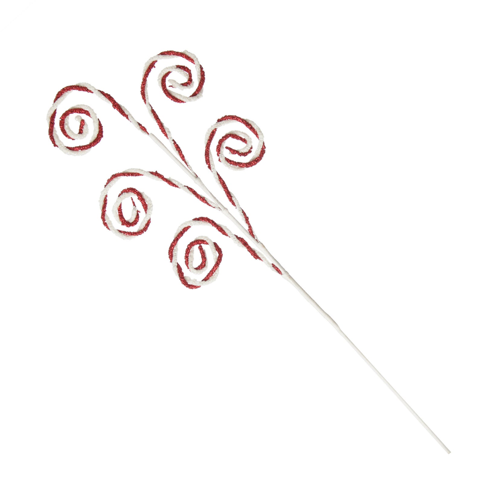 Red and White Chenille Stick Candy Cane Christmas Pick