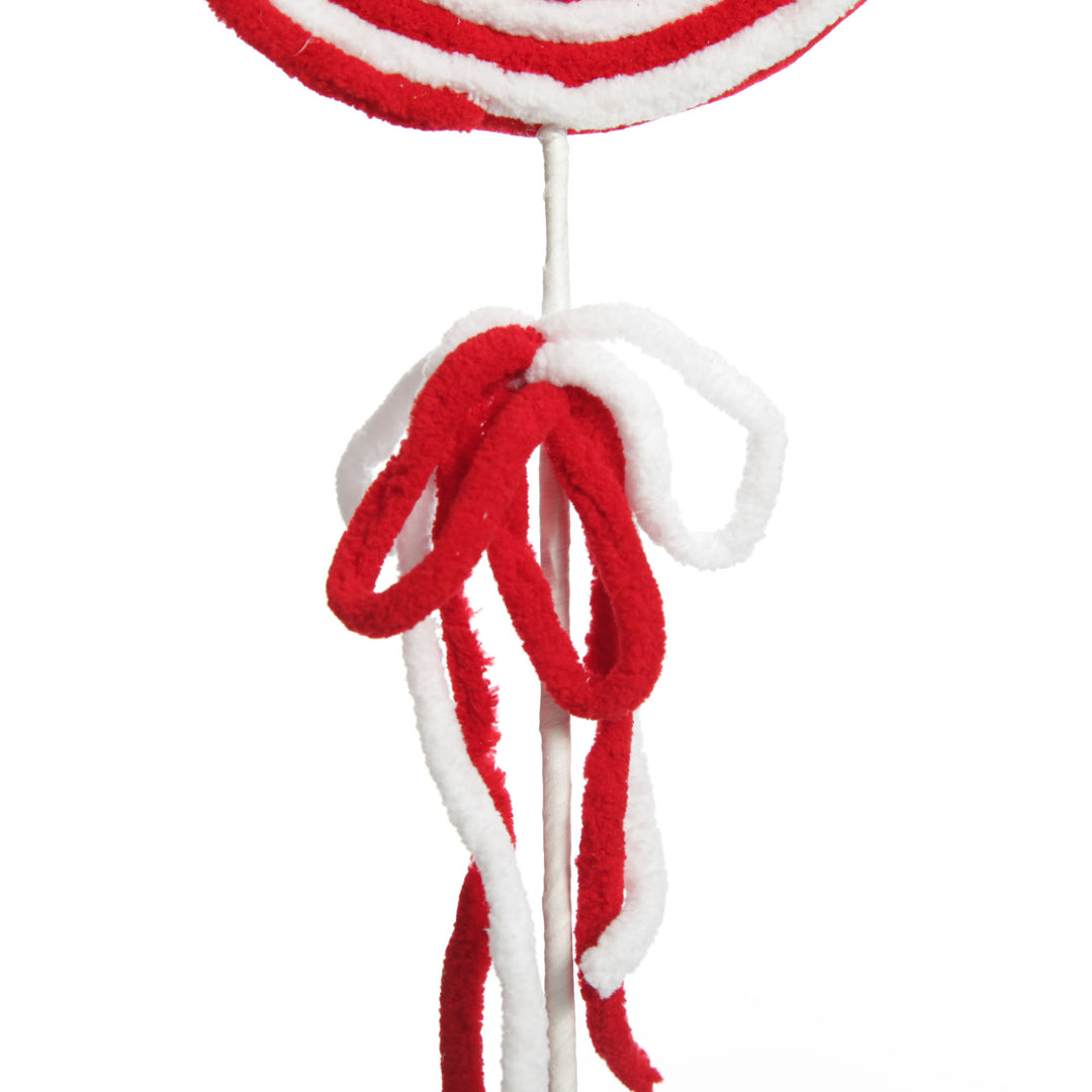 Red and White Felt Lollipop Christmas Pick