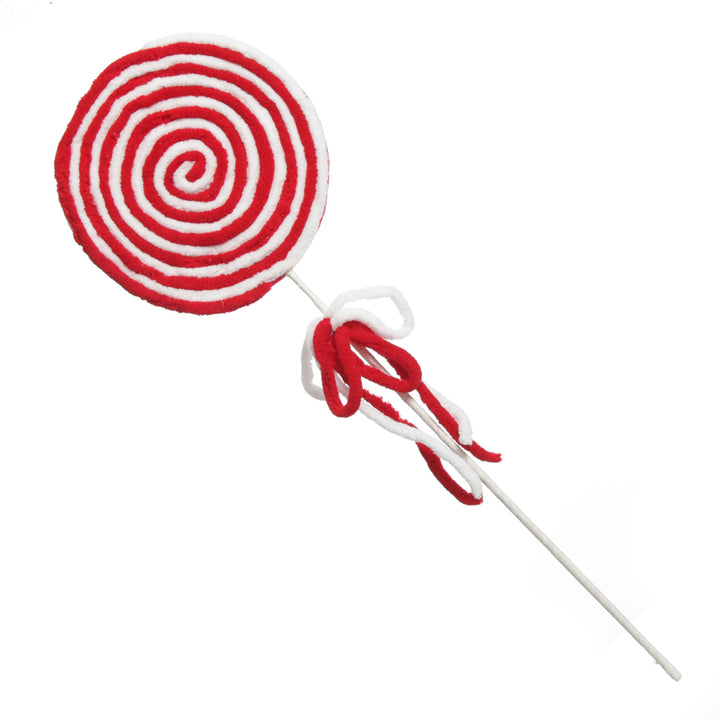 Red and White Felt Lollipop Christmas Pick