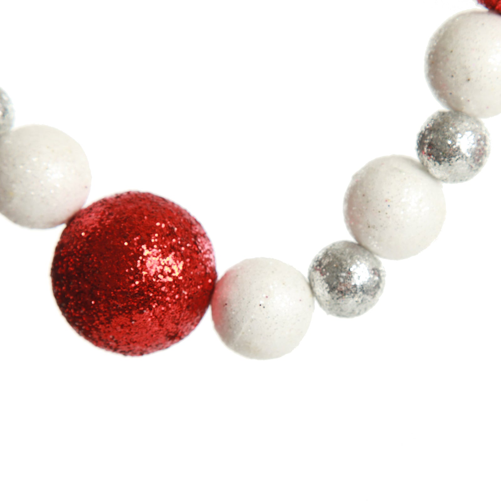 Red and White Glitter Ball Garland