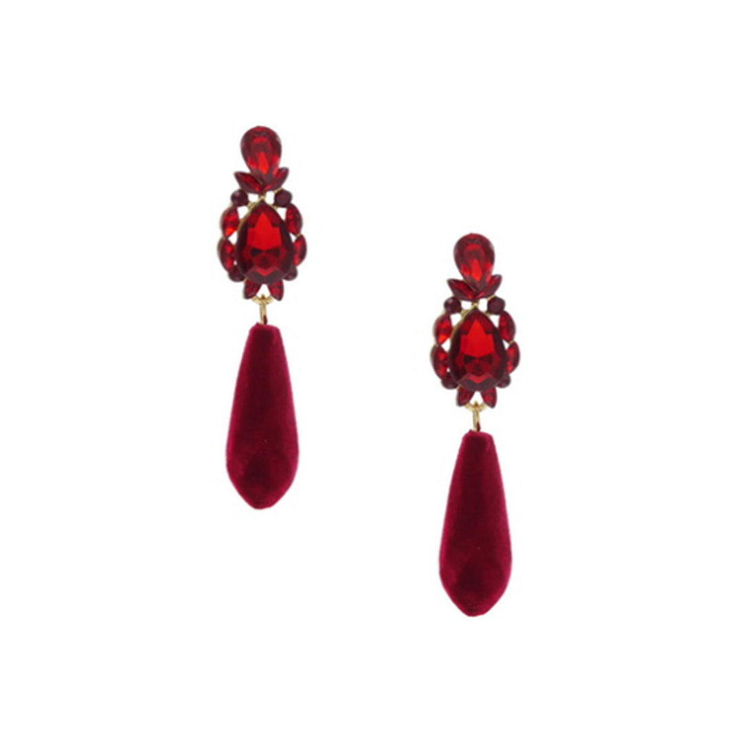 Red Beaded Tear Drop Earrings