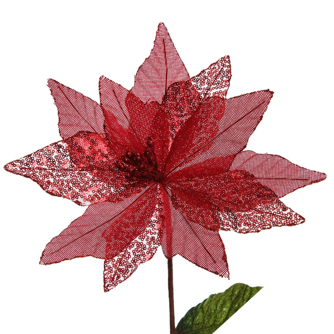 Red Burlap Sequin Flower