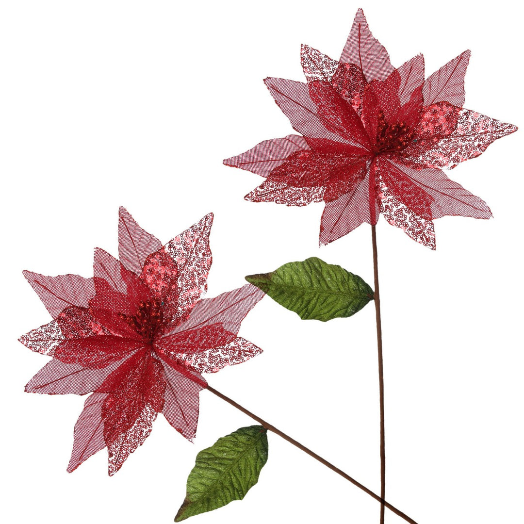 Red Burlap Sequin Flower