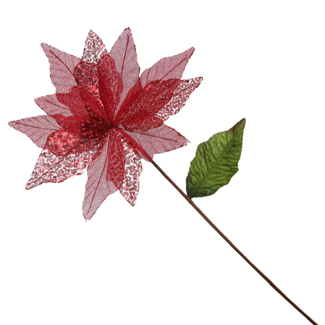 Red Burlap Sequin Flower Whole product