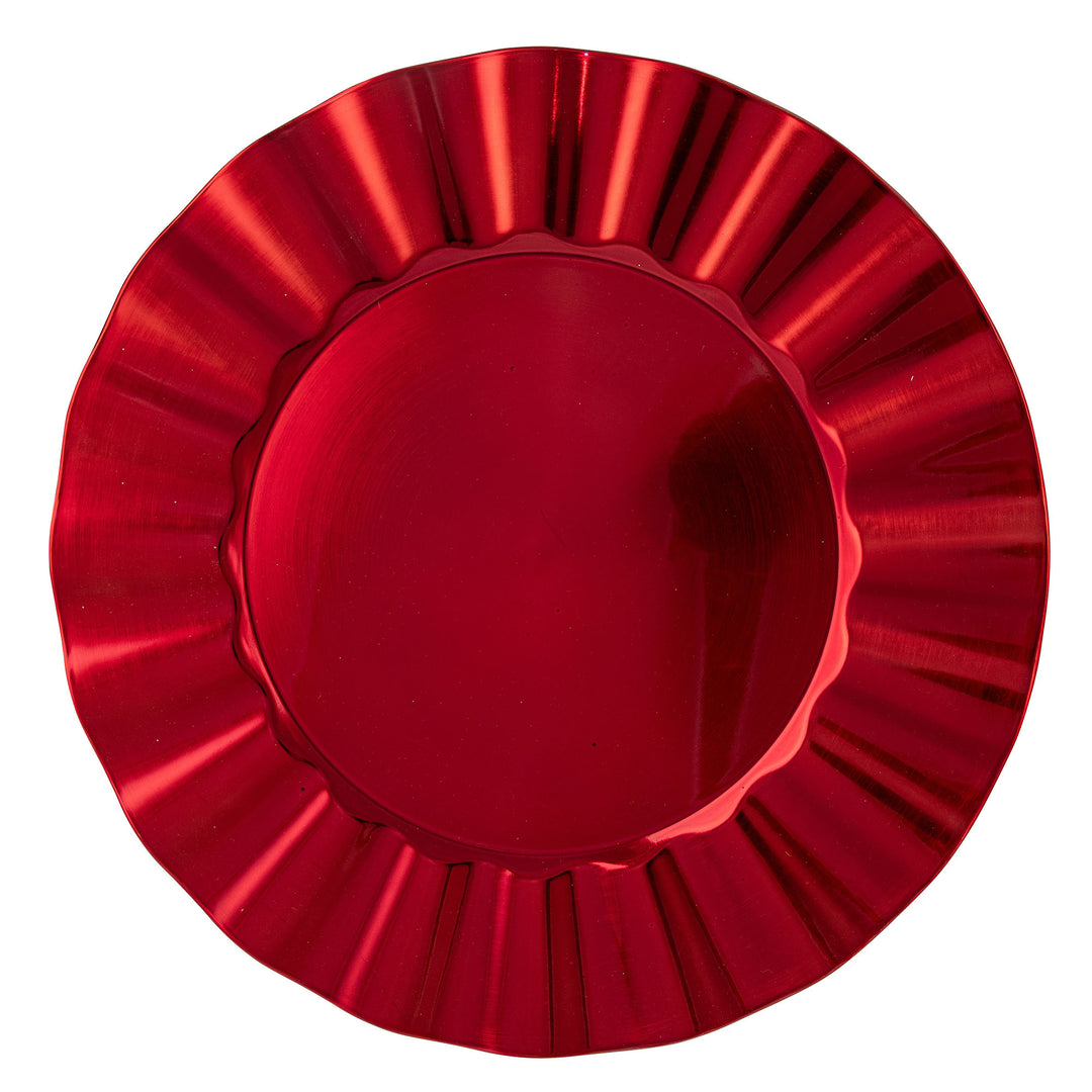 Red Charger Plate with Fluted Edge
