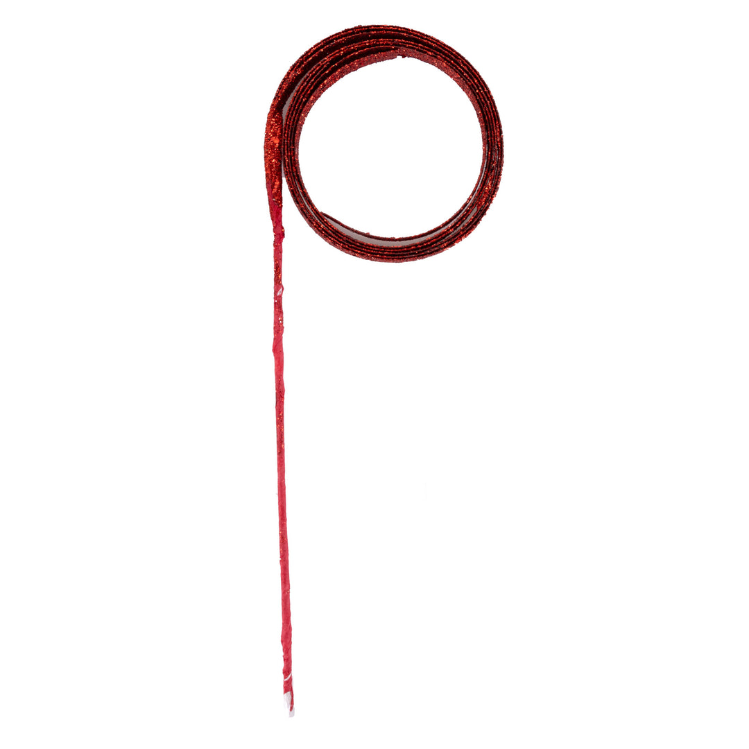 Red Curly Ribbon Christmas Tree Pick Small