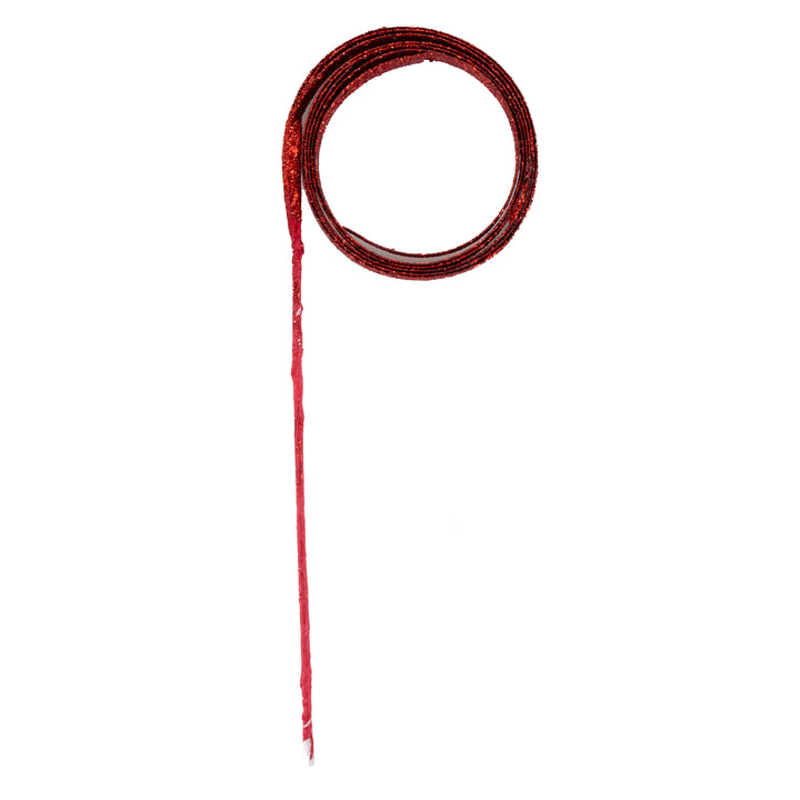Red Curly Ribbon Christmas Tree Pick Small
