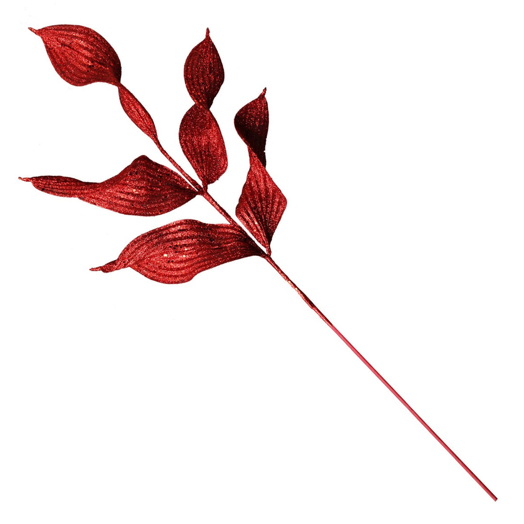 Red Curved Leaf Glitter Spray