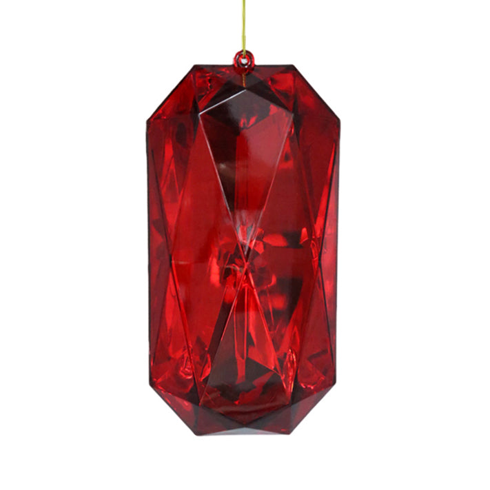 Red Emerald Cut Gem Christmas Hanging Decoration
