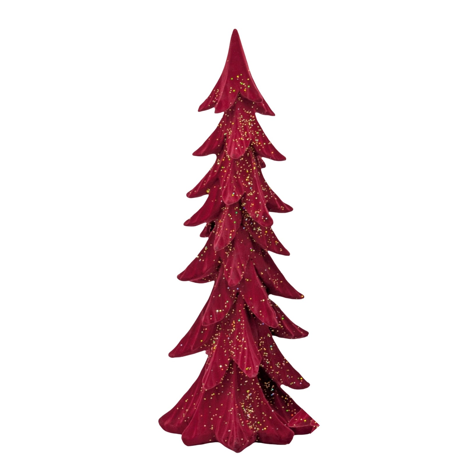 Red Flocked Christmas Tree with Gold Glitter Sprinkles - 44cm